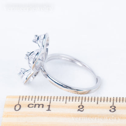 re010840DIY 9-11mm Natural Freshwater pearl Ring accessory 925 sterling silver Adjustable size engagement jewelry ring for women