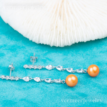 e010818 S925 pearl earring 925 sterling silver DIY 7-8mm Natural Freshwater pearl stud earring for women