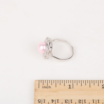 r040570 DIY 7-8mm Natural Freshwater pearl Ring accessory 925 sterling silver Adjustable size engagement jewelry ring for women