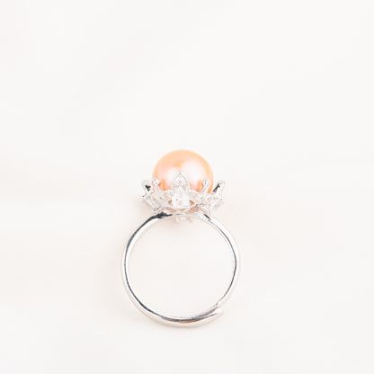 re010642 DIY 9-11mm Natural Freshwater pearl Ring accessory 925 sterling silver Adjustable size engagement ring for women