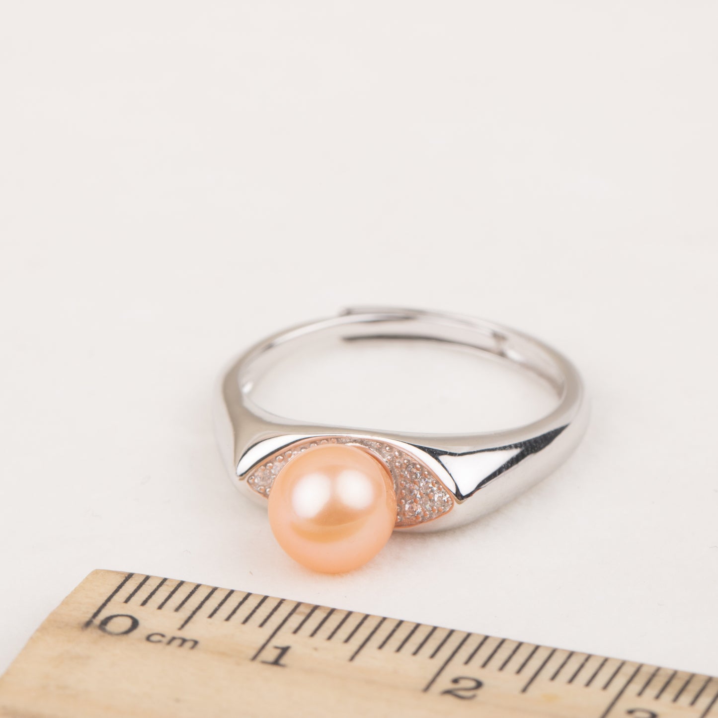 r060620 DIY 7-8mm Natural Freshwater pearl Ring accessory 925 sterling silver Adjustable size engagement jewelry ring for women