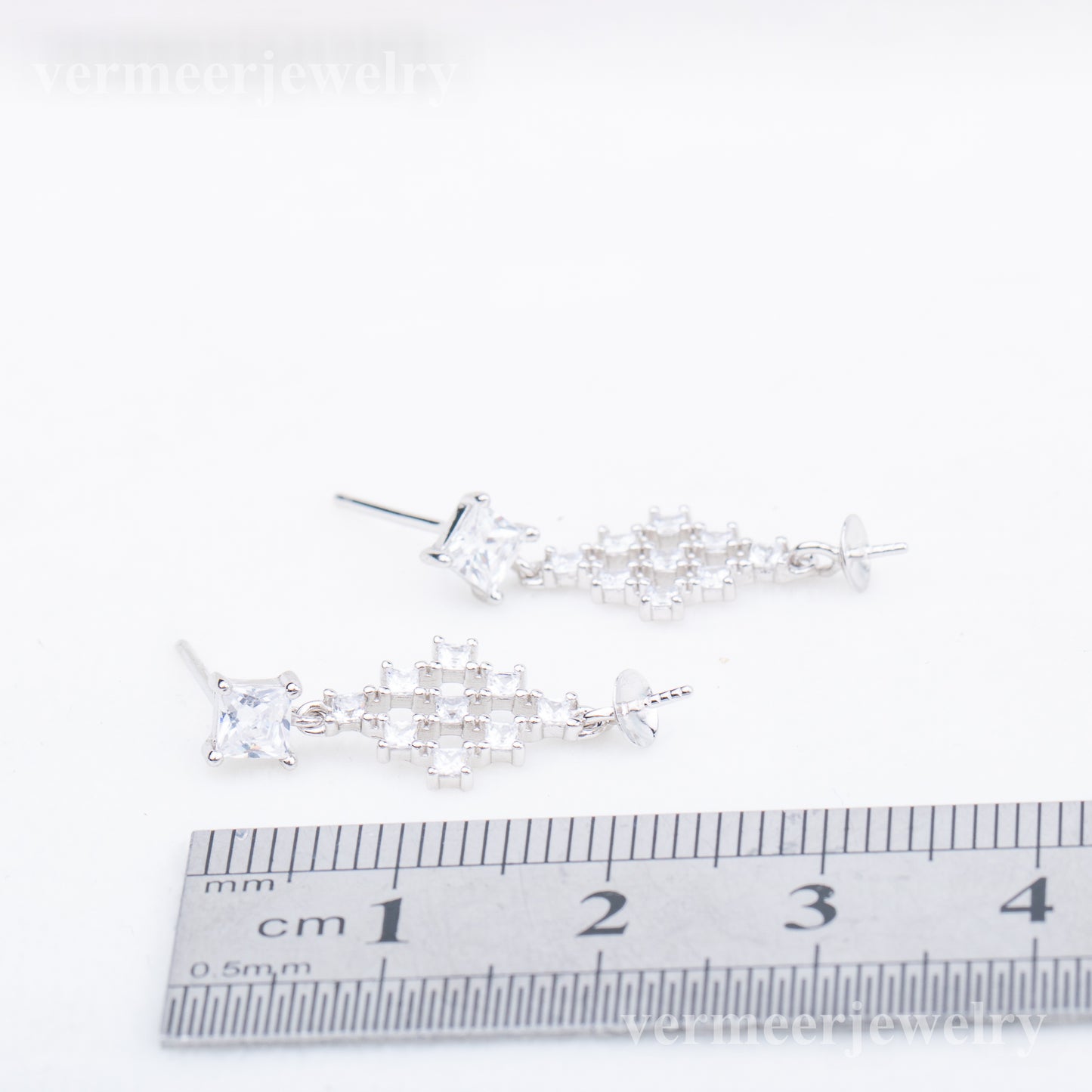 e010734 S925 pearl earring 925 sterling silver DIY 7-8mm Natural Freshwater pearl stud earring for women