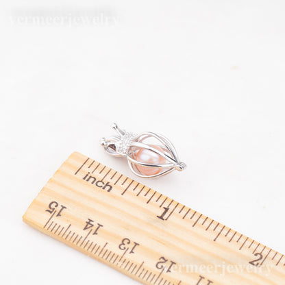 C030102 sterling silver Freshwater pearl cage pendant necklace jewelry locket for pearl party