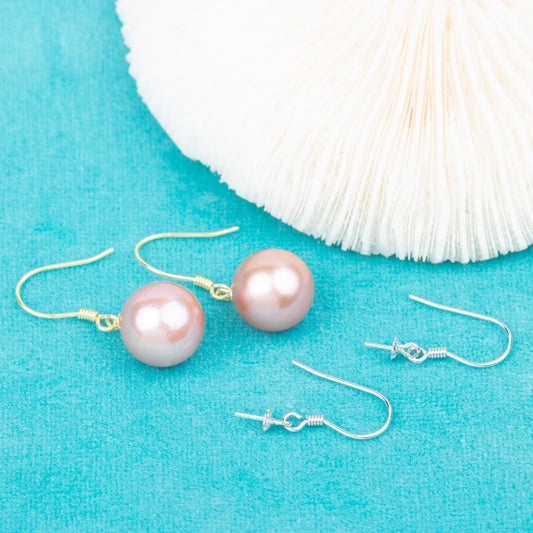 S925 simple Earring fish Hooks with bail for pearl For Jewelry Accessories Making DIY