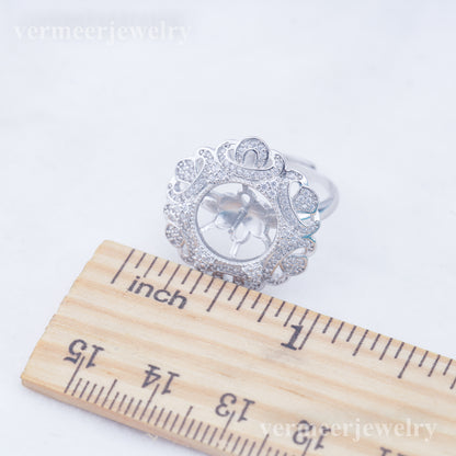 re010955 DIY 9-11mm Natural Freshwater pearl Ring accessory 925 sterling silver Adjustable size engagement ring for women