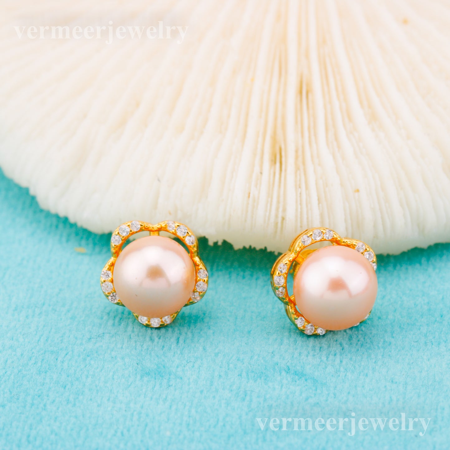 e010872 S925 pearl earring 925 sterling silver DIY 7-8mm Natural Freshwater pearl stud earring for women