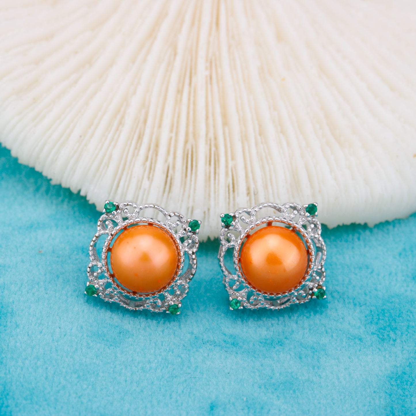 e010895 S925 pearl earring 925 sterling silver DIY 7-8mm Natural Freshwater pearl stud earring for women