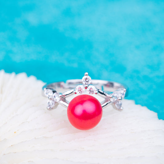 r010756 DIY 7-8mm Natural Freshwater pearl Ring accessory 925 sterling silver Adjustable size engagement jewelry ring for women