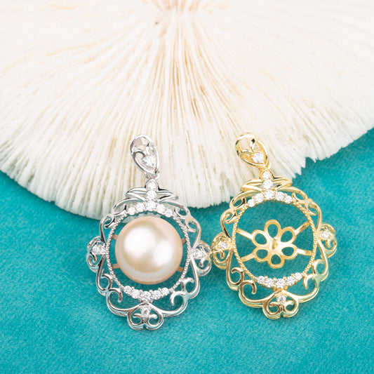 Pe010793 DIY 9-12mm Natural Freshwater pearl pendant accessory 925 sterling silver engagement jewelry necklace for women