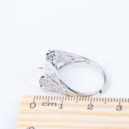 re010841DIY 9-11mm Natural Freshwater pearl Ring accessory 925 sterling silver Adjustable size engagement jewelry ring for women