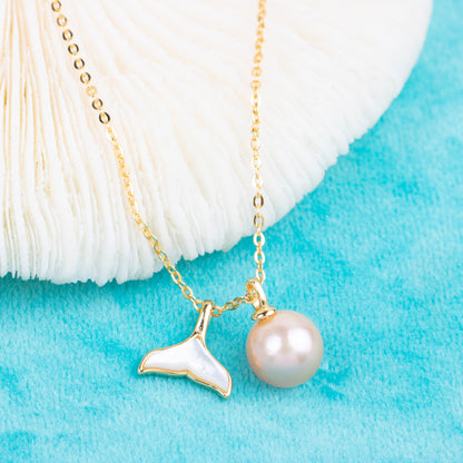 p010943 DIY 7-9mm Natural Freshwater pearl pendant with chain 925 sterling silver engagement jewelry necklace for women