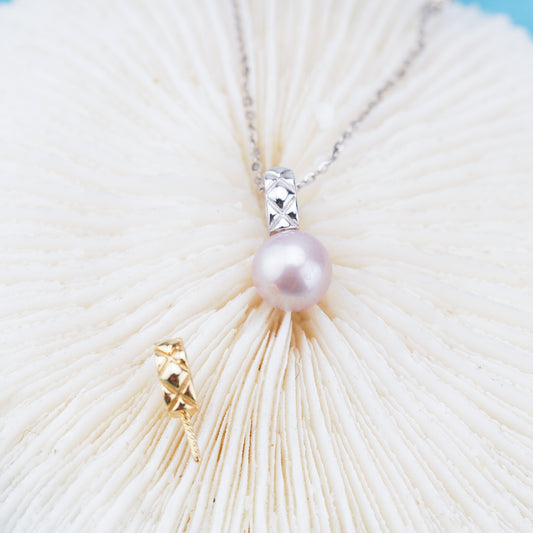 P011024 DIY 6-8mm Natural Freshwater pearl pendant accessory 925 sterling silver engagement jewelry necklace for women