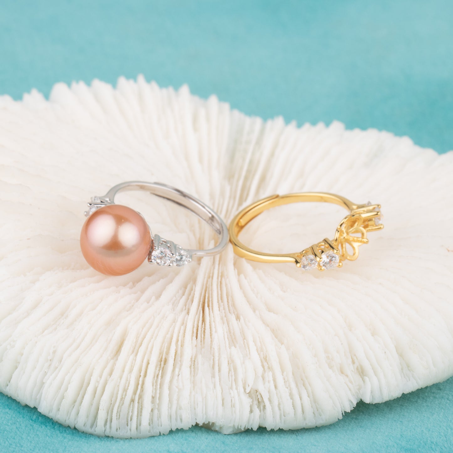 re010662 DIY 9-11mm Natural Freshwater pearl Ring accessory 925 sterling silver Adjustable size engagement ring for women