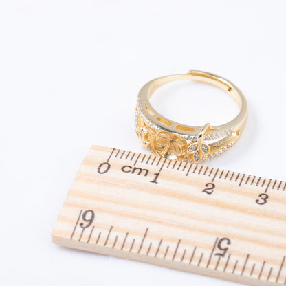 r010899 DIY 6-8mm Natural Freshwater pearl Ring accessory 925 sterling silver Adjustable size engagement jewelry ring for women