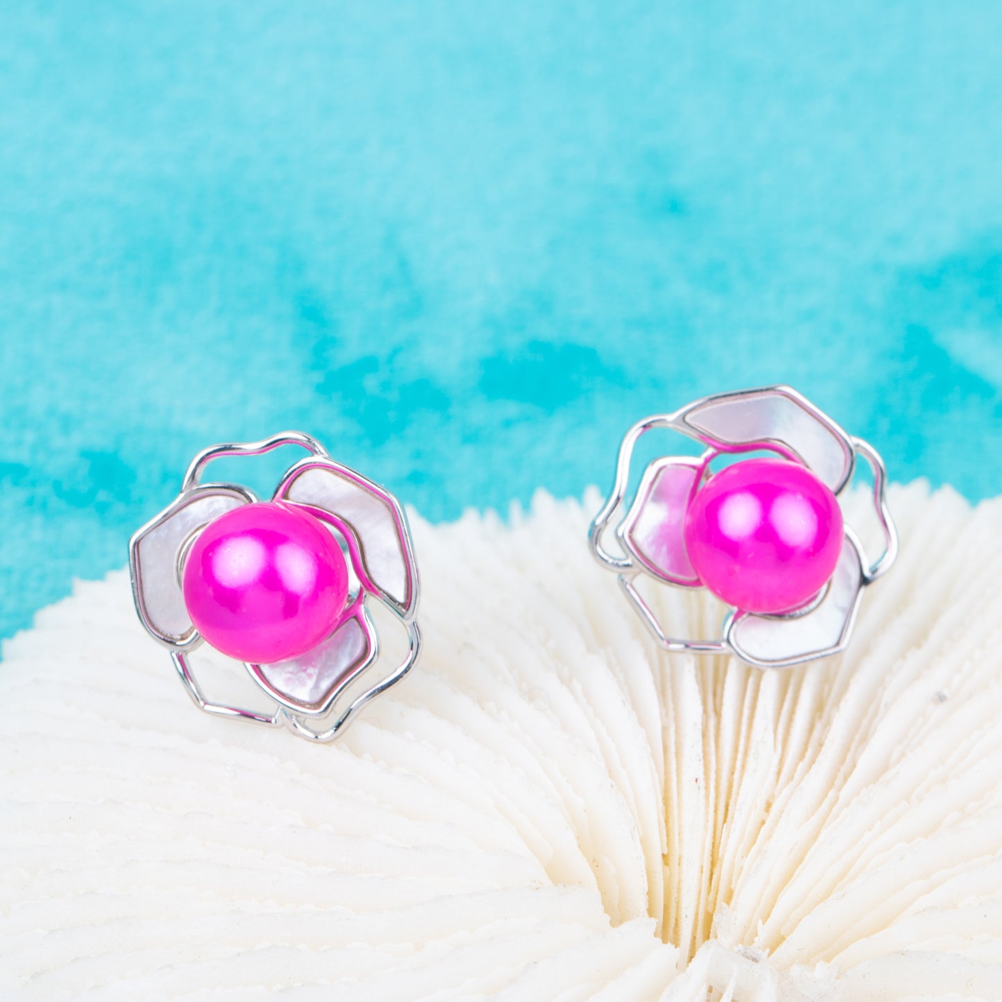 e010812 S925 pearl earring 925 sterling silver DIY 7-8mm Natural Freshwater pearl stud earring for women