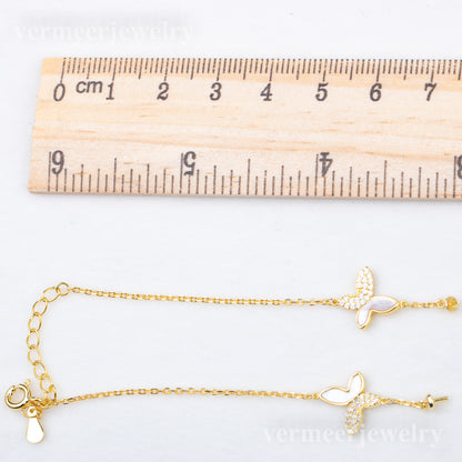 b010216  DIY 7-8mm Natural Freshwater pearl bracelet accessory 925 sterling silver adjustable chain bracelet for women