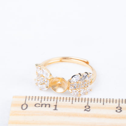 r010836 DIY 7-8mm Natural Freshwater pearl Ring accessory 925 sterling silver Adjustable size engagement jewelry ring for women