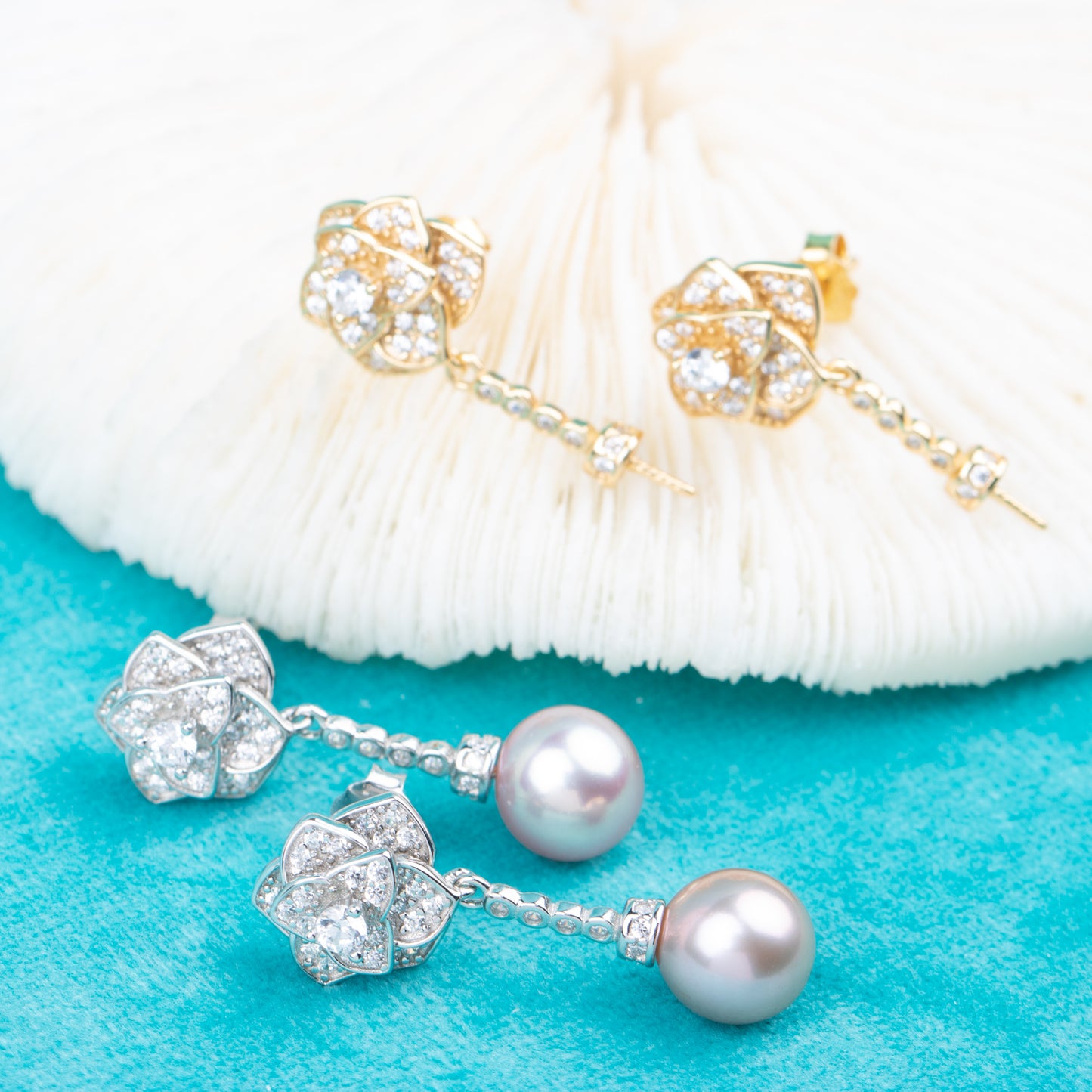 e010824 S925 pearl earring 925 sterling silver DIY 7-8mm Natural Freshwater pearl stud earring for women