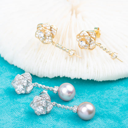 e010824 S925 pearl earring 925 sterling silver DIY 7-8mm Natural Freshwater pearl stud earring for women