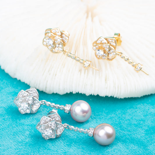 e010824 S925 pearl earring 925 sterling silver DIY 7-8mm Natural Freshwater pearl stud earring for women