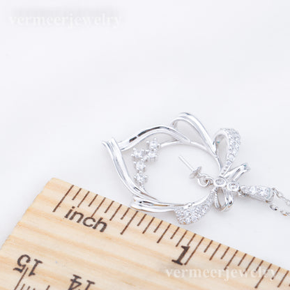 P011008 DIY 6-8mm Natural Freshwater pearl pendant accessory 925 sterling silver engagement jewelry necklace for women