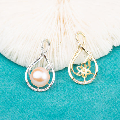 P010782 DIY 9-12mm Natural Freshwater pearl pendant accessory 925 sterling silver engagement jewelry necklace for women