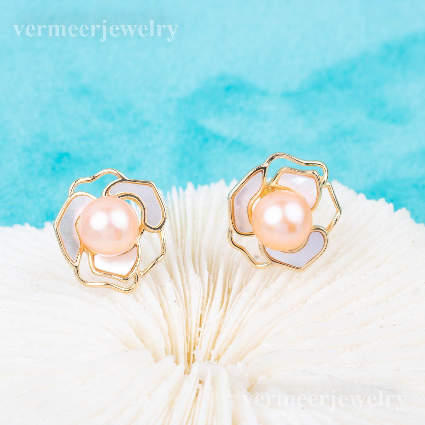 e010812 S925 pearl earring 925 sterling silver DIY 7-8mm Natural Freshwater pearl stud earring for women