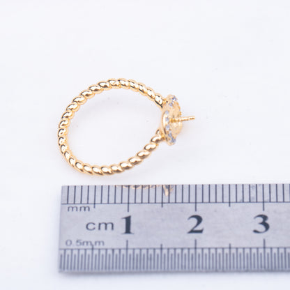 r010758 DIY 7-8mm Natural Freshwater pearl Ring accessory 925 sterling silver Adjustable size engagement jewelry ring for women