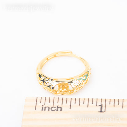 r010846 DIY 7-8mm Natural Freshwater pearl Ring accessory 925 sterling silver Adjustable size engagement jewelry ring for women
