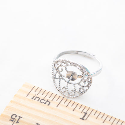 r010865 DIY 6-8mm Natural Freshwater pearl Ring accessory 925 sterling silver Adjustable size engagement jewelry ring for women