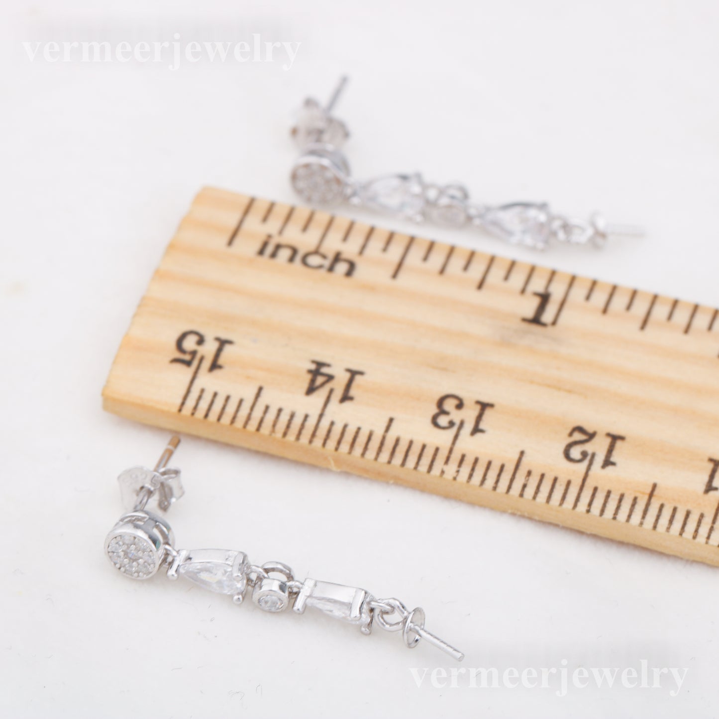 e010891 S925 pearl earring 925 sterling silver DIY 7-8mm Natural Freshwater pearl stud earring for women