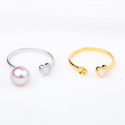 r010711 DIY 7-8mm Natural Freshwater pearl Ring accessory 925 sterling silver Adjustable size engagement jewelry ring for women
