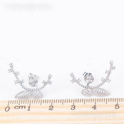 e040800 S925 pearl earring 925 sterling silver DIY 7-8mm Natural Freshwater pearl stud earring for women