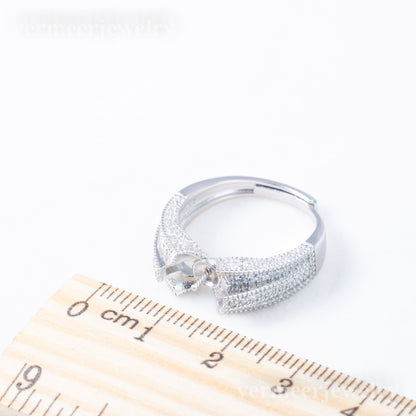 re010880 DIY 9-11mm Natural Freshwater pearl Ring accessory 925 sterling silver Adjustable size engagement ring for women