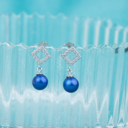 e010559 S925 pearl earring 925 sterling silver DIY 7-8mm Natural Freshwater pearl stud earring for women