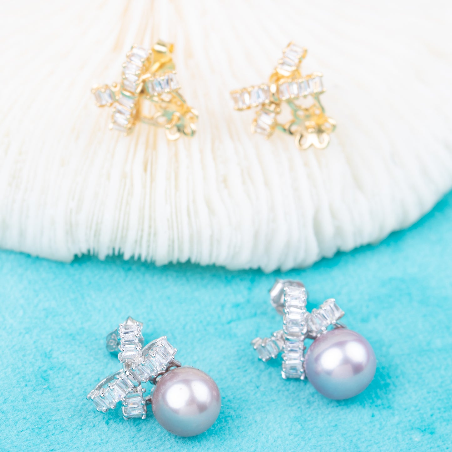 e010804 S925 pearl earring 925 sterling silver DIY 7-8mm Natural Freshwater pearl stud earring for women