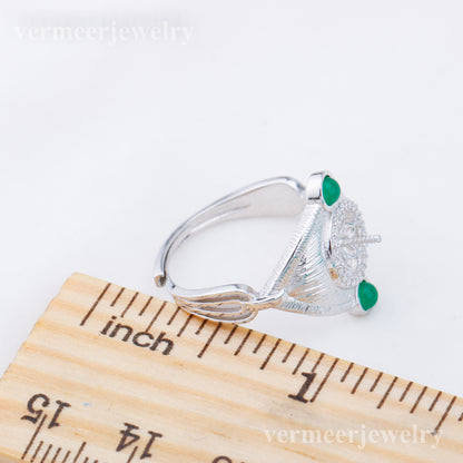 r010913 DIY 6-8mm Natural Freshwater pearl Ring accessory 925 sterling silver Adjustable size engagement jewelry ring for women