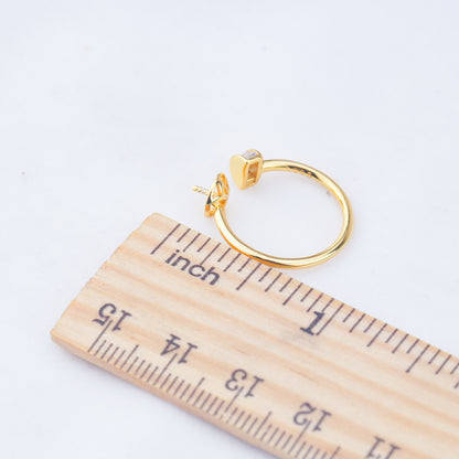 r010959 DIY 6-8mm Natural Freshwater pearl Ring accessory 925 sterling silver Adjustable size engagement jewelry ring for women