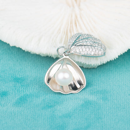 P010741 DIY 6-9mm Natural Freshwater pearl pendant accessory 925 sterling silver engagement jewelry necklace for women