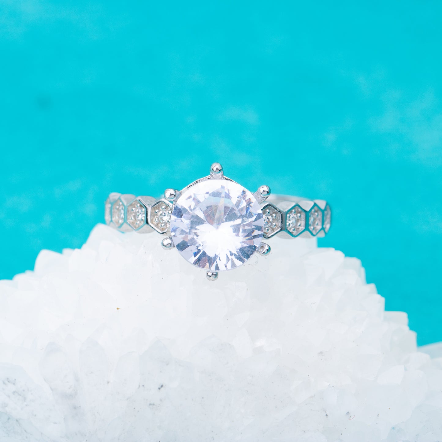 gr0005 925 sterling silver jewelry 8mm CZ stones engagement wedding rings birthday gemstone rings for woman