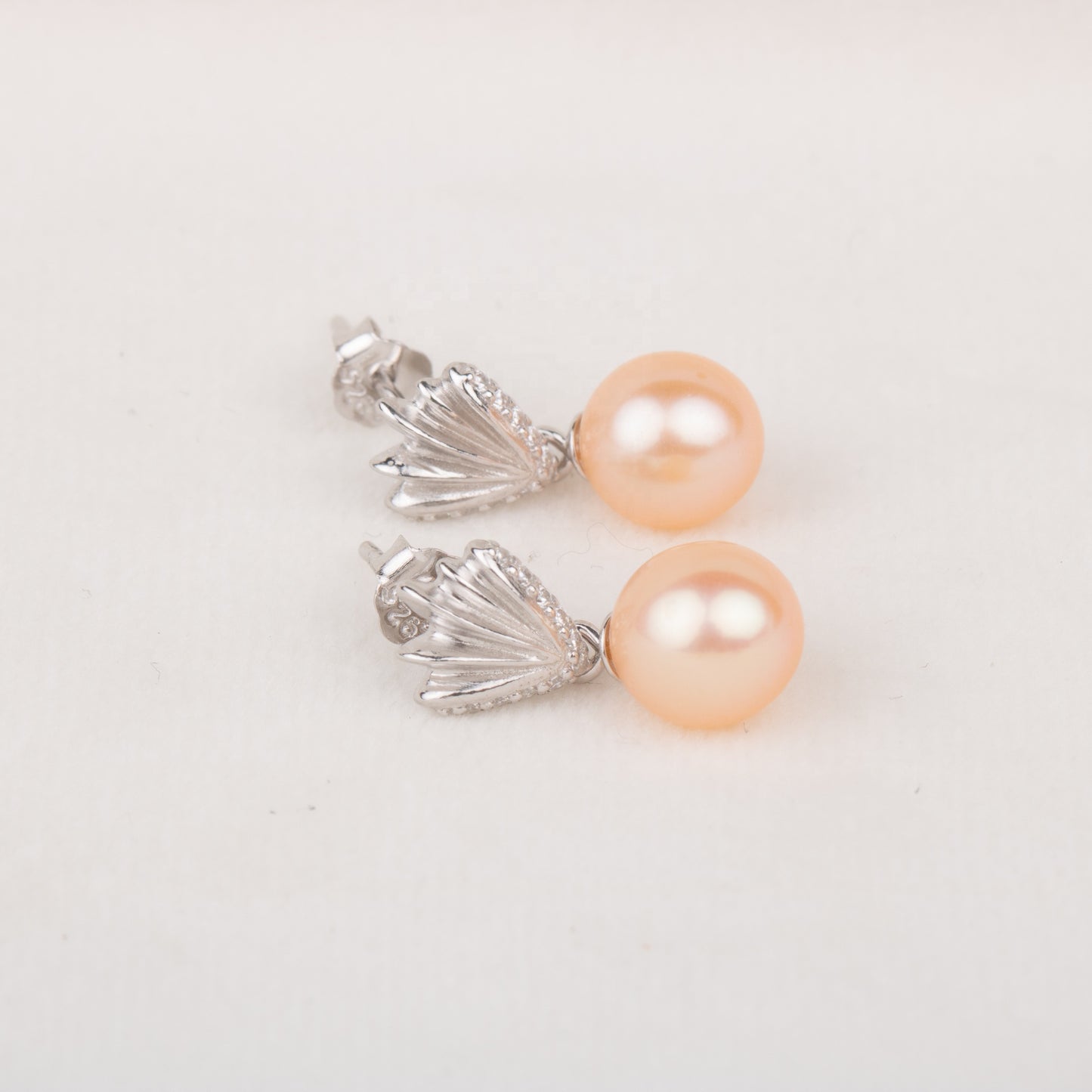 e010683 S925 pearl earring 925 sterling silver DIY 7-8mm Natural Freshwater pearl stud earring for women