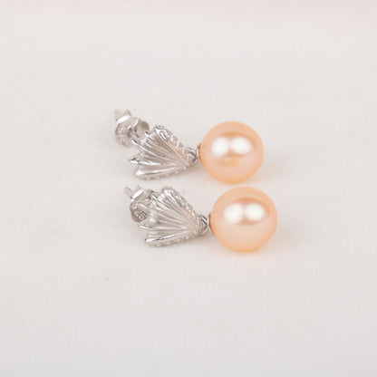 e010683 S925 pearl earring 925 sterling silver DIY 7-8mm Natural Freshwater pearl stud earring for women