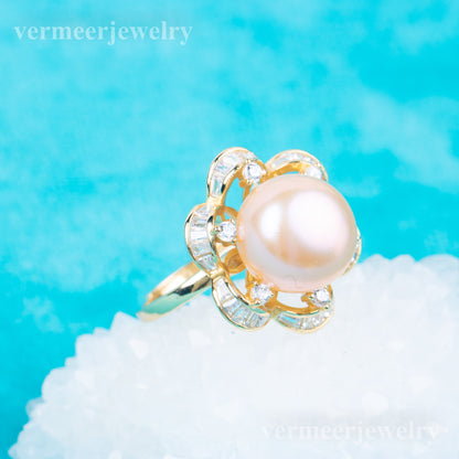 re010840DIY 9-11mm Natural Freshwater pearl Ring accessory 925 sterling silver Adjustable size engagement jewelry ring for women