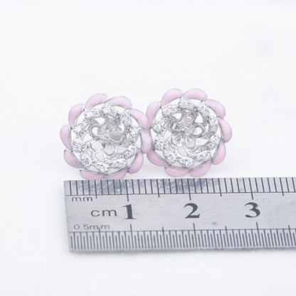 e010770 S925 pearl earring 925 sterling silver DIY 7-8mm Natural Freshwater pearl stud earring for women