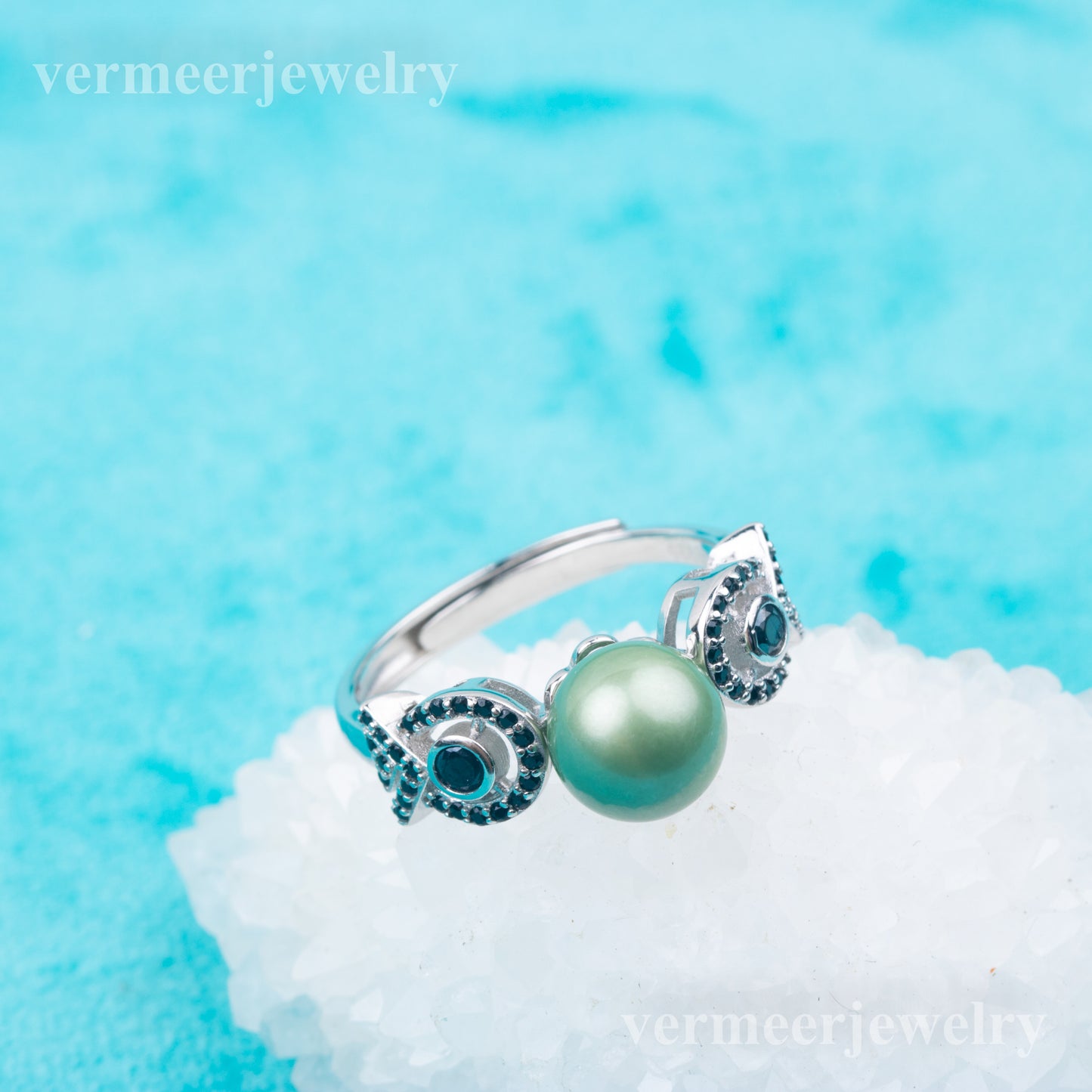 r070863DIY 6-8mm Natural Freshwater pearl Ring accessory 925 sterling silver Adjustable size engagement jewelry ring for women
