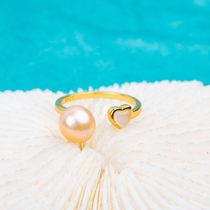 r010711 DIY 7-8mm Natural Freshwater pearl Ring accessory 925 sterling silver Adjustable size engagement jewelry ring for women