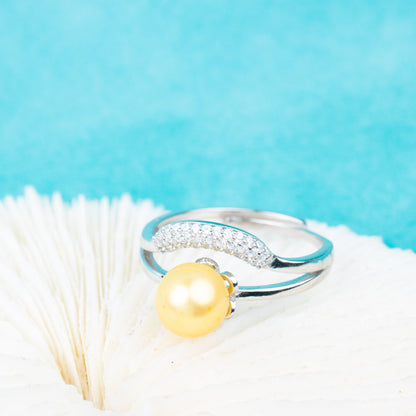 r010852 DIY 7-8mm Natural Freshwater pearl Ring accessory 925 sterling silver Adjustable size engagement jewelry ring for women