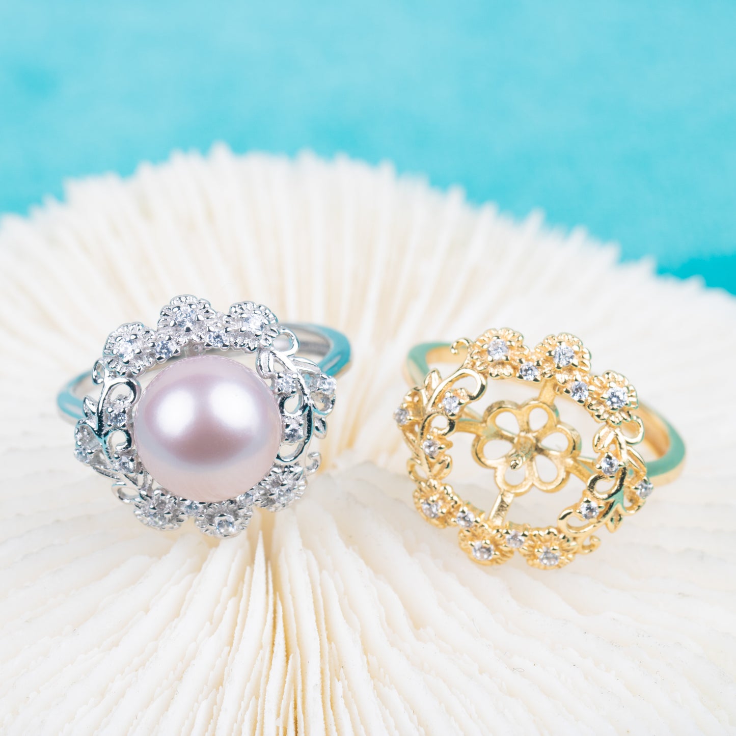 r010824 DIY 7-8mm Natural Freshwater pearl Ring accessory 925 sterling silver Adjustable size engagement jewelry ring for women