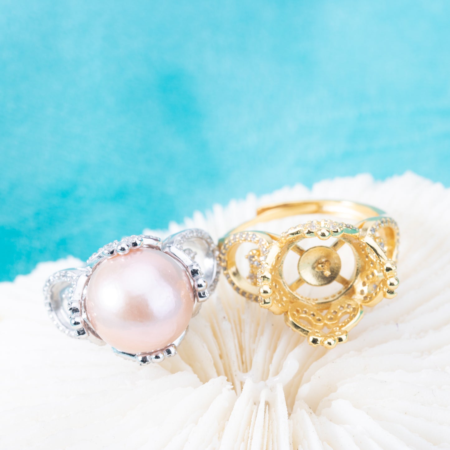 re010879 DIY 9-11mm Natural Freshwater pearl Ring accessory 925 sterling silver Adjustable size engagement ring for women