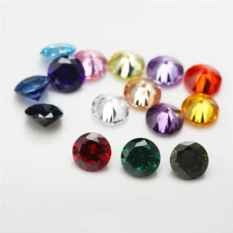 Birthday Gemstone Colorful Round Cubic Zircon Stone Loose Rhinestone CZ Gemstone Manufacturer Stone lab create gem